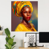 Poster femme princesse africaine 4 bijoux en or (Bureau à domicile)