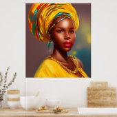 Poster femme princesse africaine 4 bijoux en or (Cuisine)