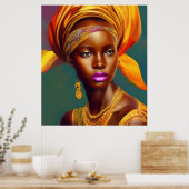 Poster femme princesse africaine 5 bijoux en or (Cuisine)