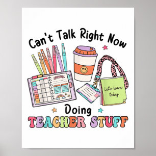 Poster Femme Prof Retro Ne Peut Pas Parler Maintenant En