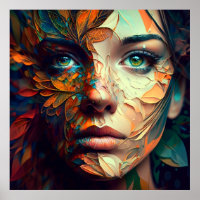 Femme psychédélique colorée Face AI Art généré