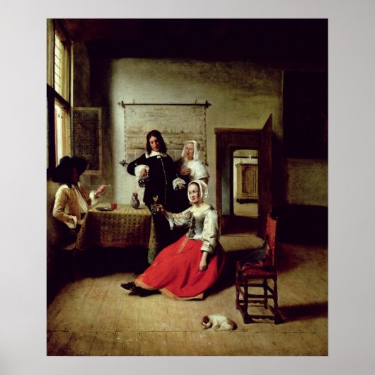 Poster Femme qui boit avec des soldats, 1658 (Devant)