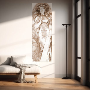 Poster Femme Red Crayon Study Alphonse Mucha Art Nouveau