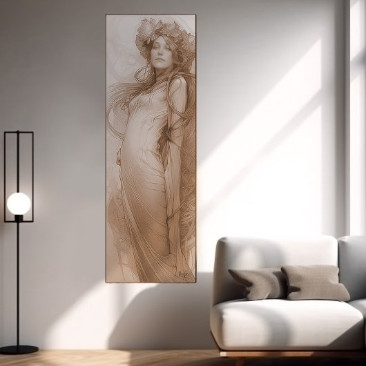 Poster Femme Red Crayon Study Alphonse Mucha Belle Epoche