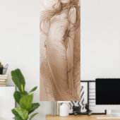 Poster Femme Red Crayon Study Alphonse Mucha Belle Epoche (Bureau à domicile)