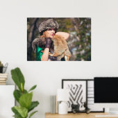 Poster Femme rétro en hiver (Bureau à domicile)
