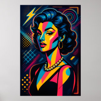 Poster Femme Rétro Glam Pop Art