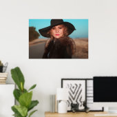 Poster Femme rétro sur la route (Bureau à domicile)