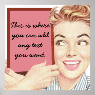 Poster Femme rétro tenant un signe