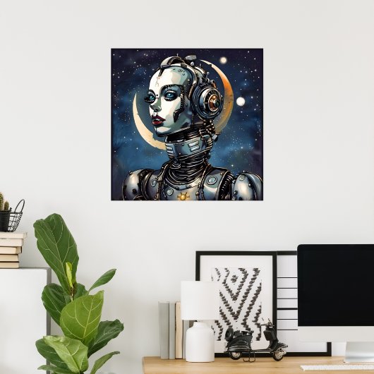 Poster Femme-robot II (Bureau à domicile)