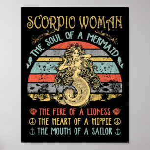 Poster Femme Scorpion L'âme D'une Sirène Vintage Naissanc