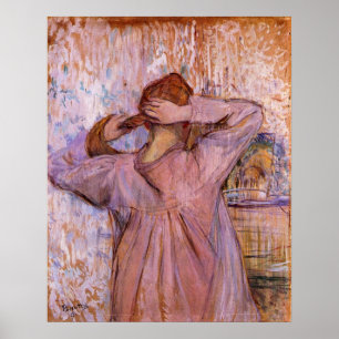 Poster Femme se peignant les cheveux par Toulouse-Lautrec