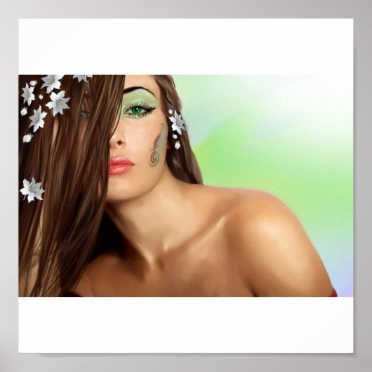 Poster Femme sensuelle aux yeux verts (Devant)