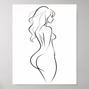 Poster Femme sensuelle Corps Ligne Art Esquisse minimalis