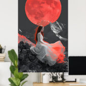 Poster Femme sereine sur la falaise sous l'Art numérique  (Bureau à domicile)