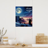 Poster Femme solitaire assise regardant la lune (Cuisine)