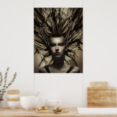 Poster Femme sous l'eau Dystopian Abstrait AI Art (Cuisine)