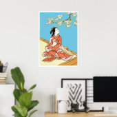 Poster Femme sous les fleurs de cerisier (Bureau à domicile)