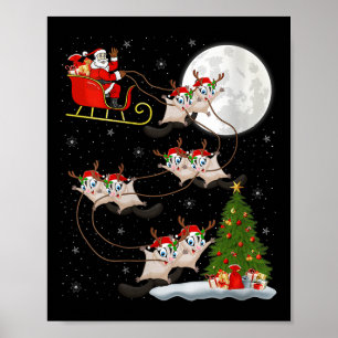 Poster Femme Sugar Glider Père Noël Traîneau Volant Drôle