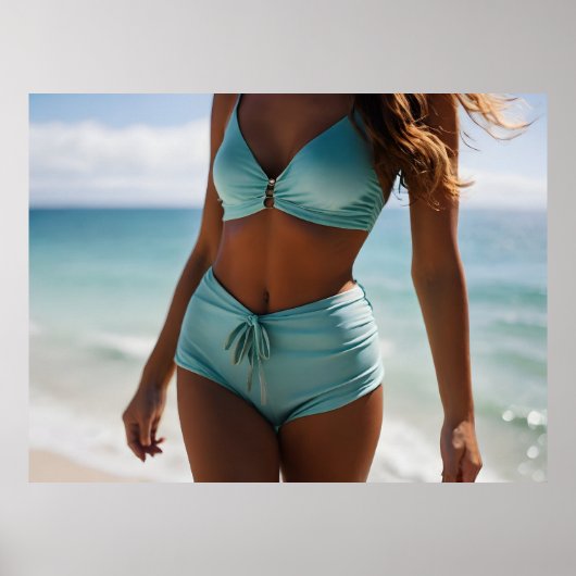 Poster Femme sur la plage (Devant)