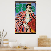 Poster Femme sur téléphone portable Abstrait, style Matis (Cuisine)