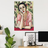 Poster Femme sur téléphone portable Abstrait, style Matis (Bureau à domicile)