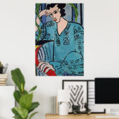 Poster Femme sur téléphone portable Abstrait, style Matis (Bureau à domicile)