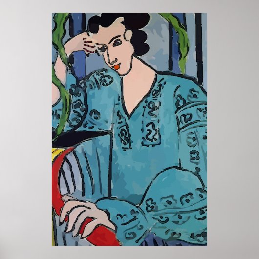 Poster Femme sur téléphone portable Abstrait, style Matis (Devant)