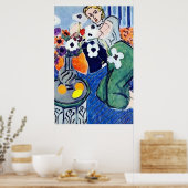 Poster Femme sur téléphone portable Abstrait, style Matis (Cuisine)