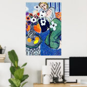 Poster Femme sur téléphone portable Abstrait, style Matis (Bureau à domicile)