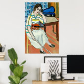 Poster Femme sur téléphone portable Abstrait, style Matis (Bureau à domicile)