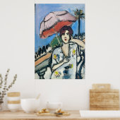 Poster Femme sur téléphone portable Abstrait, style Matis (Cuisine)