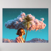 Poster Femme surréaliste avec palmier (Devant)