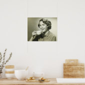 Poster Femme tenant des tasses (Cuisine)