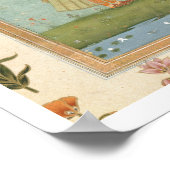 Poster Femme tenant une fleur, debout près d'un étang de  (Coin)