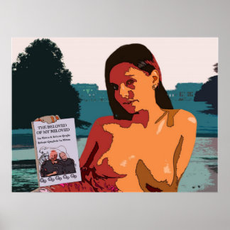 Poster Femme topless colorée à Stowe avec bon livre