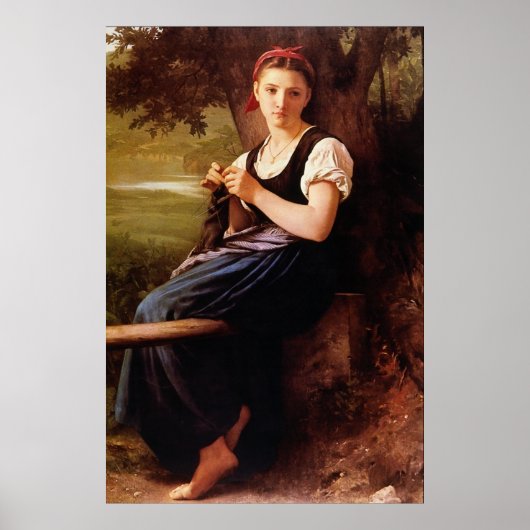 Poster Femme tricot par William-Adolphe Bouguereau (Devant)