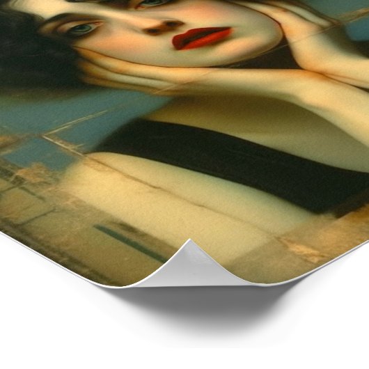 Poster Femme triste avec ses mains sur le visage (Coin)