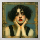 Poster Femme triste avec ses mains sur le visage (Devant)