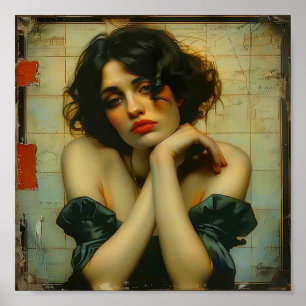 Poster Femme triste avec ses mains sur le visage Médias m