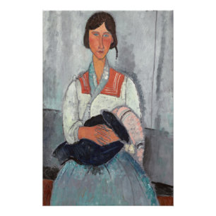 Poster Femme tzigane avec bébé, 1919 (huile sur toile)