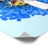 Poster Femme ukrainienne, cigogne et fleurs (Coin)