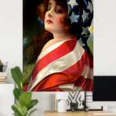 Poster Femme US Drapeau 4 juillet (Bureau à domicile)