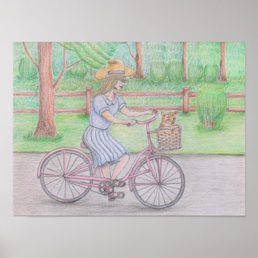 Poster femme vélo (Devant)