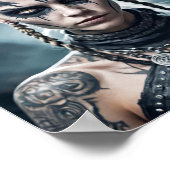 Poster Femme vicieuse viking avec tatouage rune et signe  (Coin)