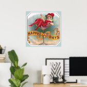 Poster Femme victorienne Champagne Rouge Happy (Bureau à domicile)