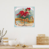 Poster Femme victorienne Champagne Rouge Happy (Cuisine)