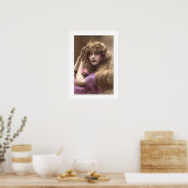 Poster femme victorienne doux rose cheveux longs (Cuisine)