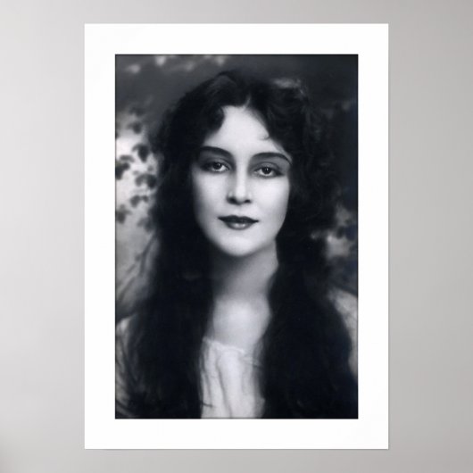 Poster femme victorienne noir et blanc, cheveux longs (Devant)