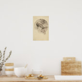 Poster Femme vintage avec Feuille (Cuisine)